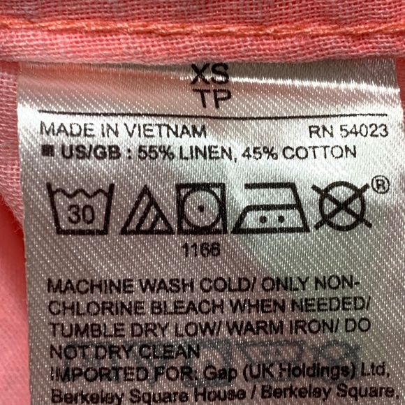 GAP Women’s Boyfriend Fit Button-Up Shirt Size XS Pink Linen Blend Long Sleeve - Picture 6 of 6